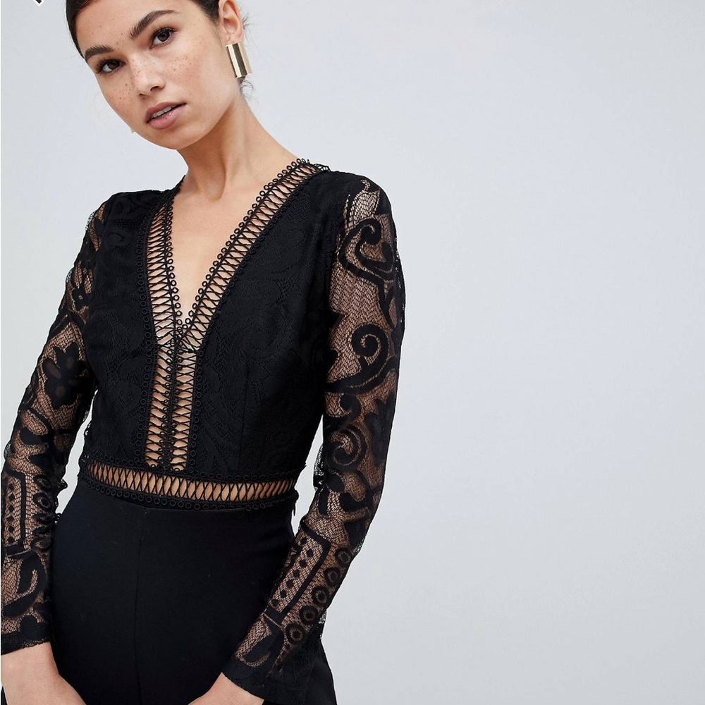 Black Lace Knit Bodysuit